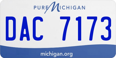 MI license plate DAC7173