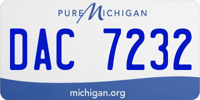 MI license plate DAC7232