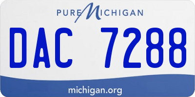 MI license plate DAC7288