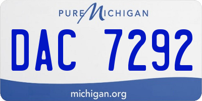 MI license plate DAC7292