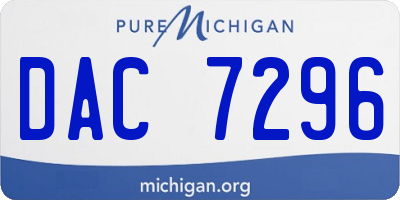 MI license plate DAC7296