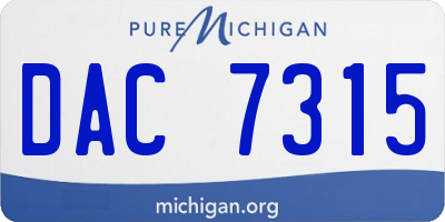 MI license plate DAC7315