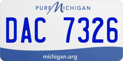 MI license plate DAC7326