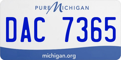 MI license plate DAC7365