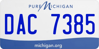 MI license plate DAC7385