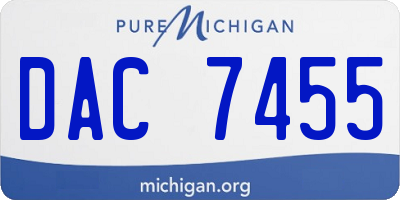 MI license plate DAC7455