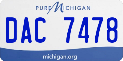 MI license plate DAC7478