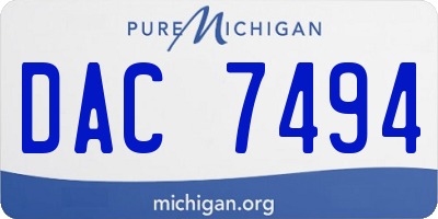 MI license plate DAC7494