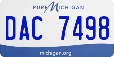 MI license plate DAC7498