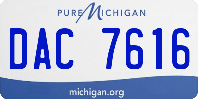 MI license plate DAC7616