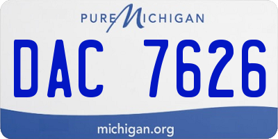 MI license plate DAC7626