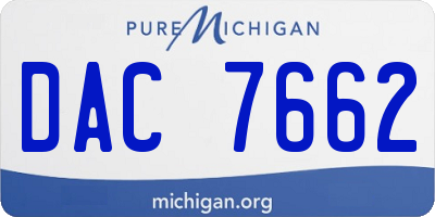 MI license plate DAC7662