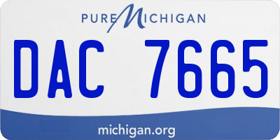 MI license plate DAC7665