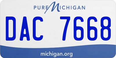 MI license plate DAC7668