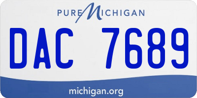 MI license plate DAC7689
