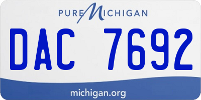 MI license plate DAC7692