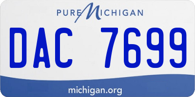 MI license plate DAC7699