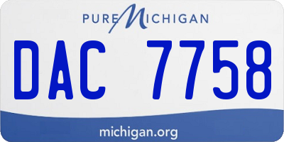 MI license plate DAC7758