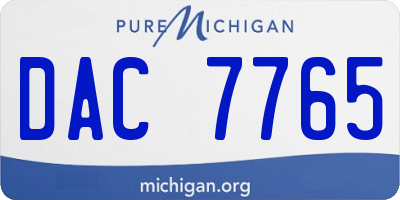 MI license plate DAC7765
