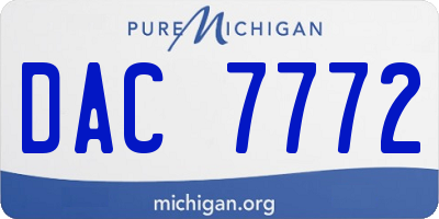 MI license plate DAC7772