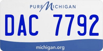 MI license plate DAC7792