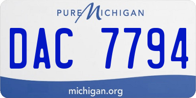 MI license plate DAC7794