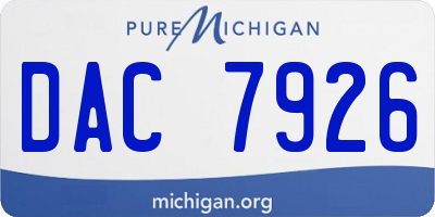 MI license plate DAC7926