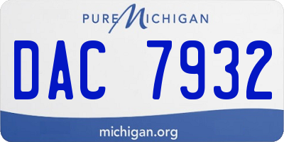 MI license plate DAC7932