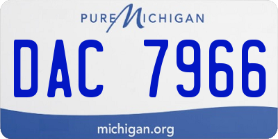 MI license plate DAC7966
