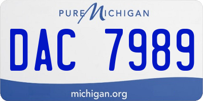 MI license plate DAC7989