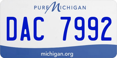 MI license plate DAC7992