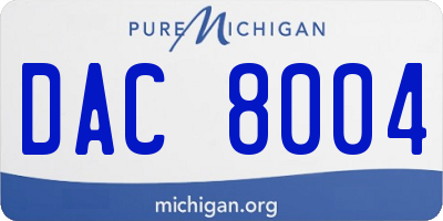 MI license plate DAC8004