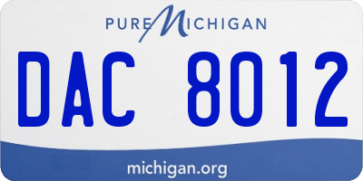 MI license plate DAC8012