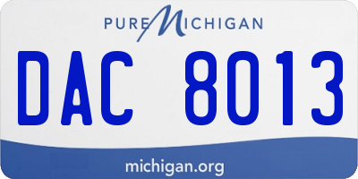 MI license plate DAC8013