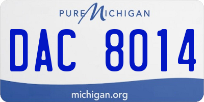 MI license plate DAC8014