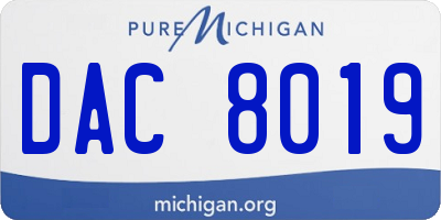 MI license plate DAC8019