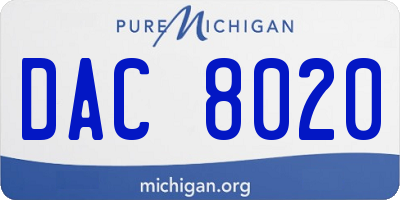 MI license plate DAC8020