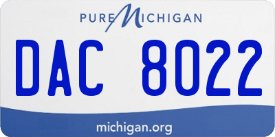 MI license plate DAC8022