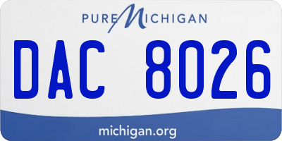 MI license plate DAC8026