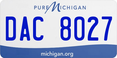 MI license plate DAC8027