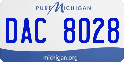 MI license plate DAC8028