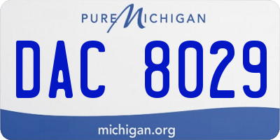 MI license plate DAC8029