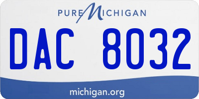MI license plate DAC8032