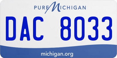 MI license plate DAC8033