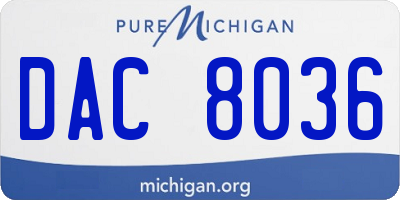 MI license plate DAC8036