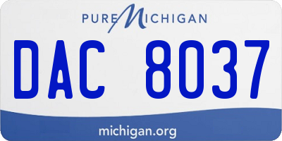 MI license plate DAC8037