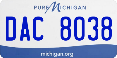 MI license plate DAC8038