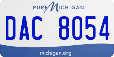 MI license plate DAC8054