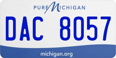 MI license plate DAC8057