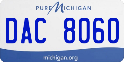 MI license plate DAC8060